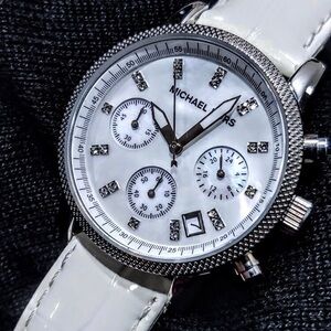 Michael Kors Jet Set Sports Mother of Pearl Dial Chrono Women's Watch EUC